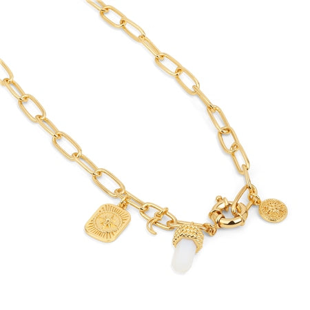 Gold Plated Necklace with Opalite Charm