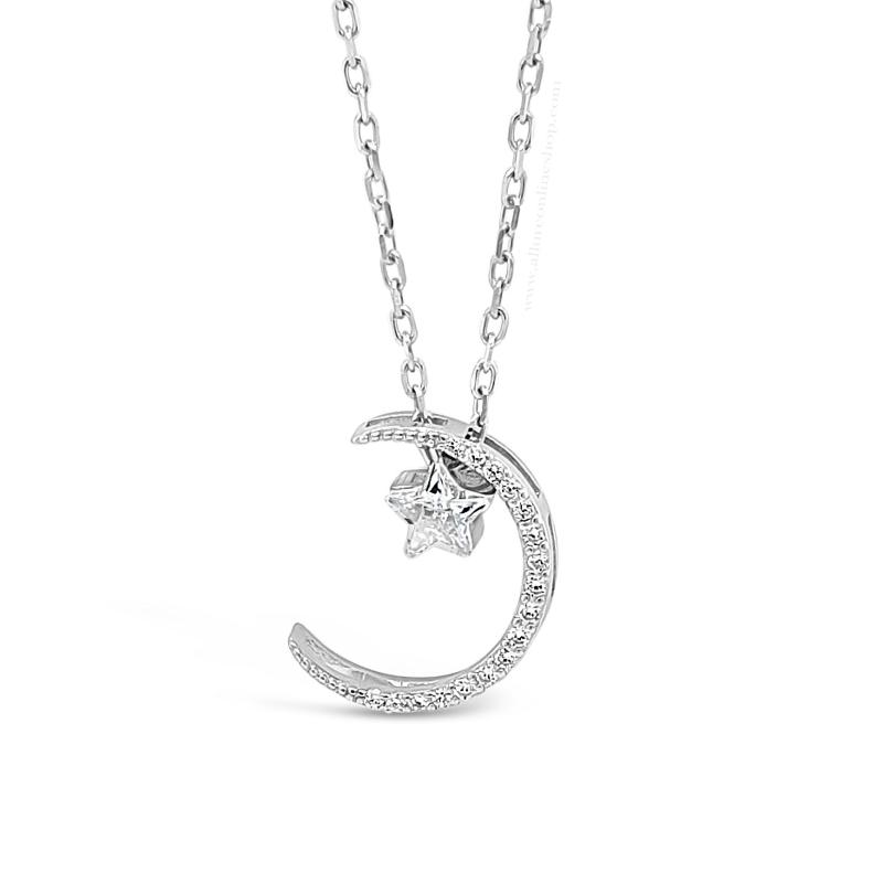 Silver moon & star pendant
