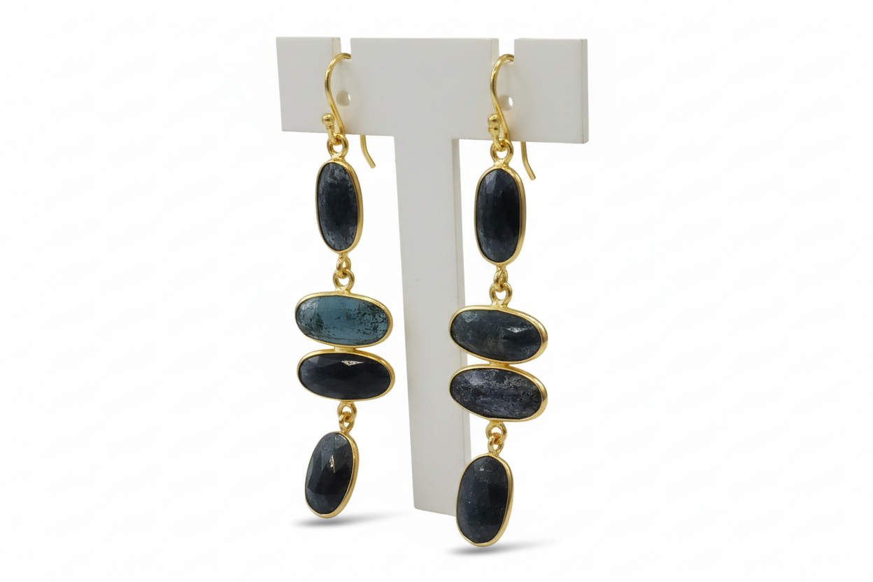 Moss Kyanite Gold Plated Earrings