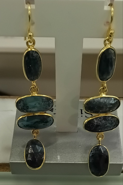 Moss Kyanite Gold Plated Earrings