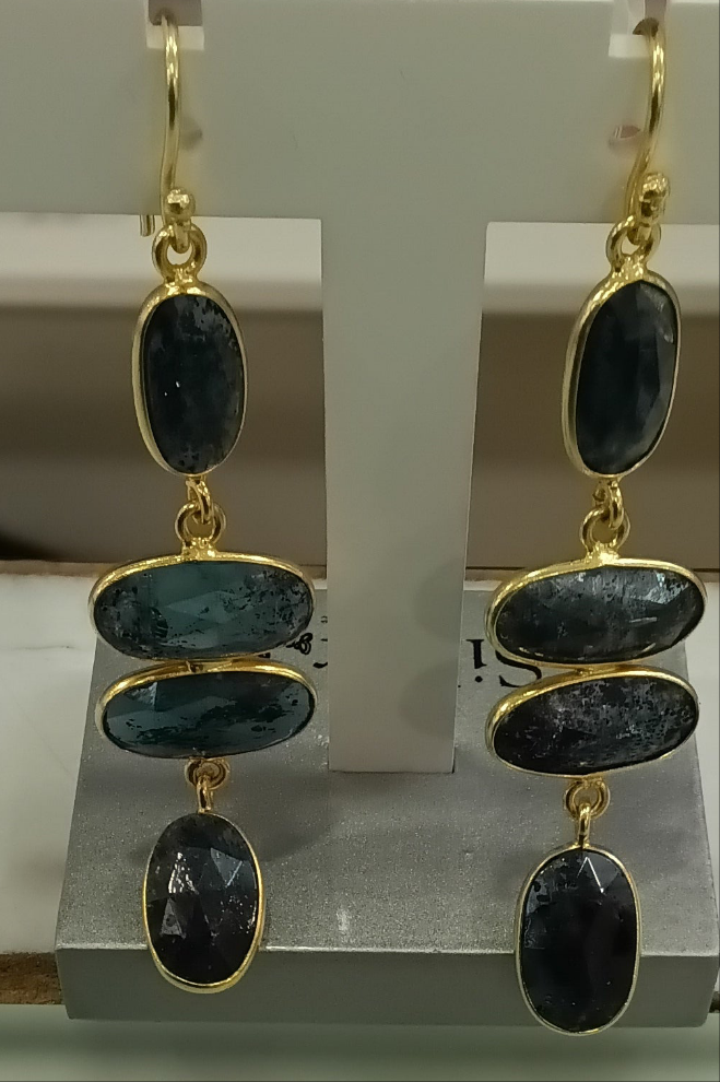Moss Kyanite Gold Plated Earrings