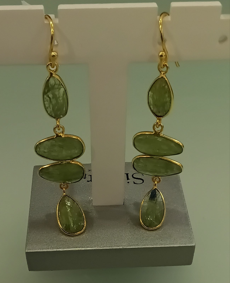 Green Kyanite Gold Plated Earrings