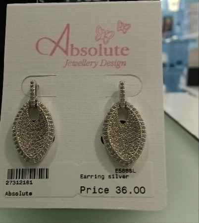 Absolute Silver Drop Earrings Clear Stones