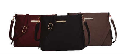 Sapphire North South Crossbody  Bag with Double Front Zip Pocket Burgundy, Grey, Black