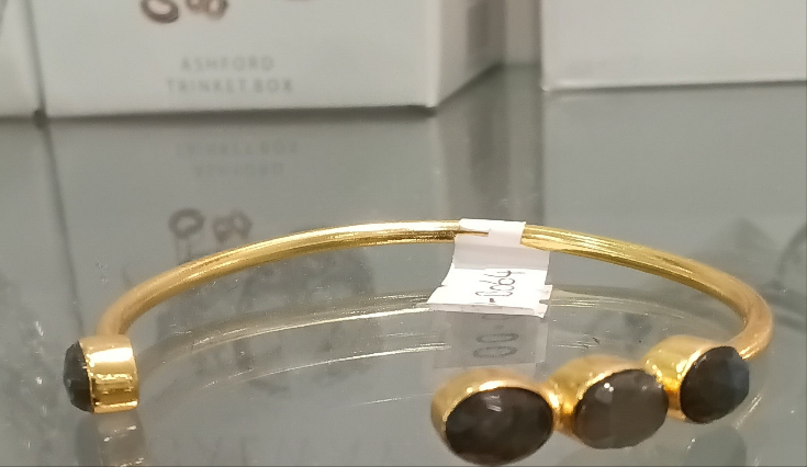 Yellow Fire Labradorite Gold Plated Bangle