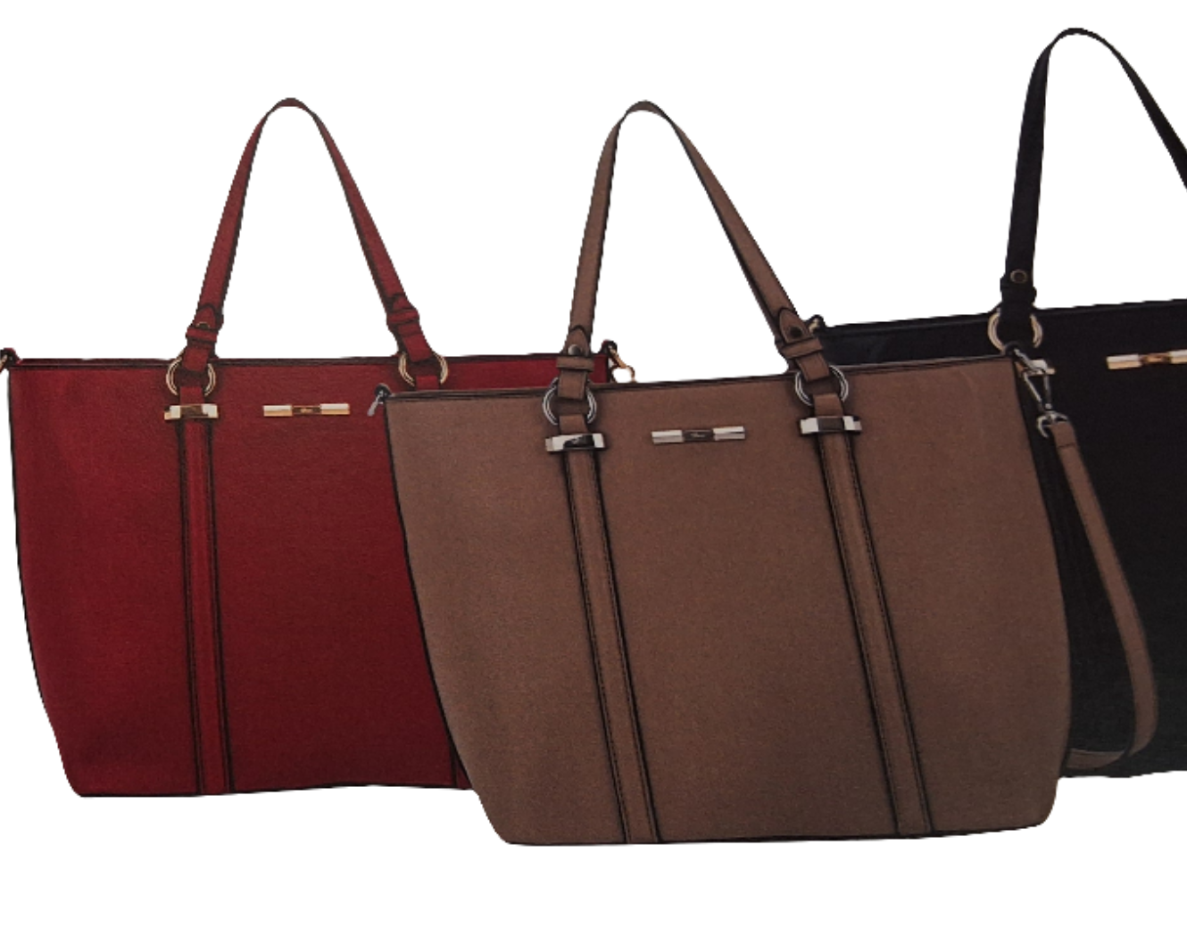 Zermatt Tote Bag Taupe, Red, Black
