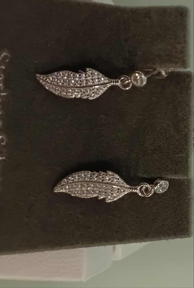 Silver by Absolute Small Drop Feather Earring