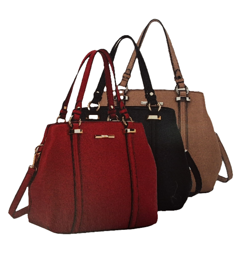 Zematt Double Handle Bag Taupe, Red, Black