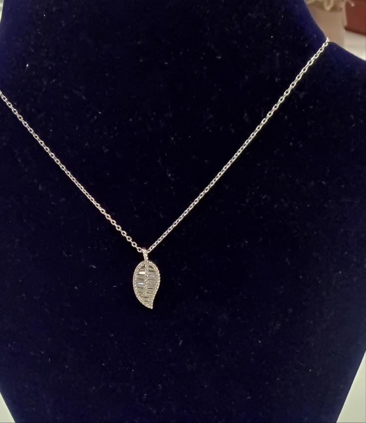 Silver by Absolute Leaf Crystal Pendant