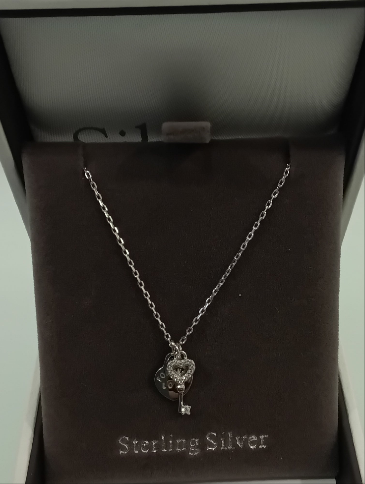 Silver by Absolute Key & Heart Neckla e