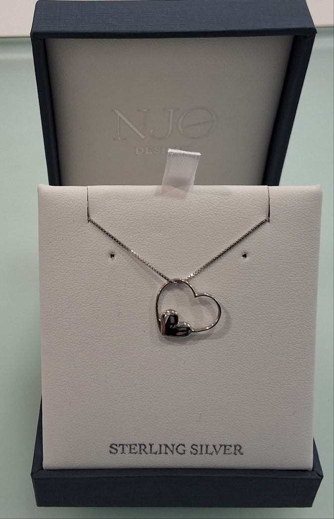 NJO Sterling Silver Heart on an Open Heart