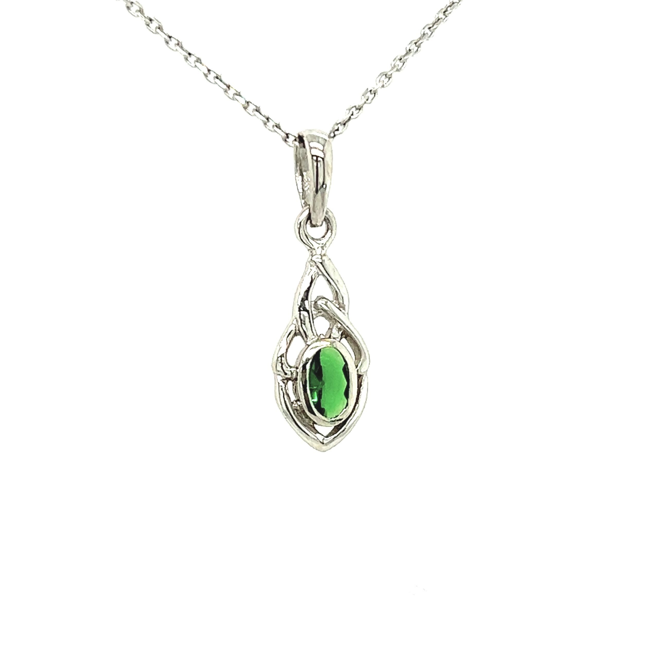 Cailin silver drop pendant green stone