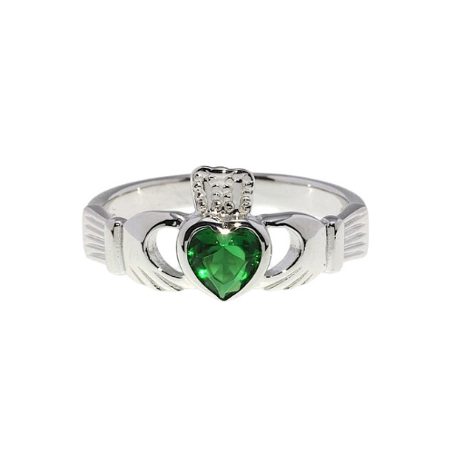 Claddagh Ring Green Stone