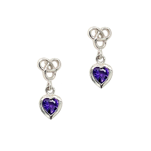 Cailin earrings silver /amethyst trinity