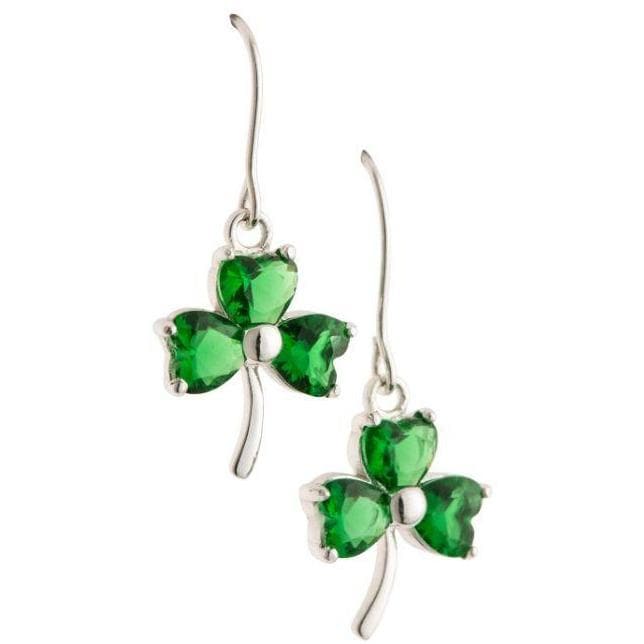 Galway Shamrock Green Drop Earrings