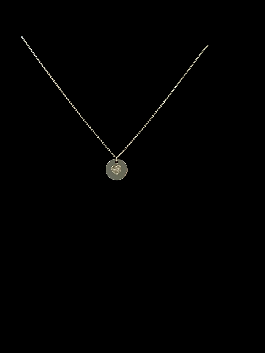 Silver by Absolute Silver Disc with Dimante Heart