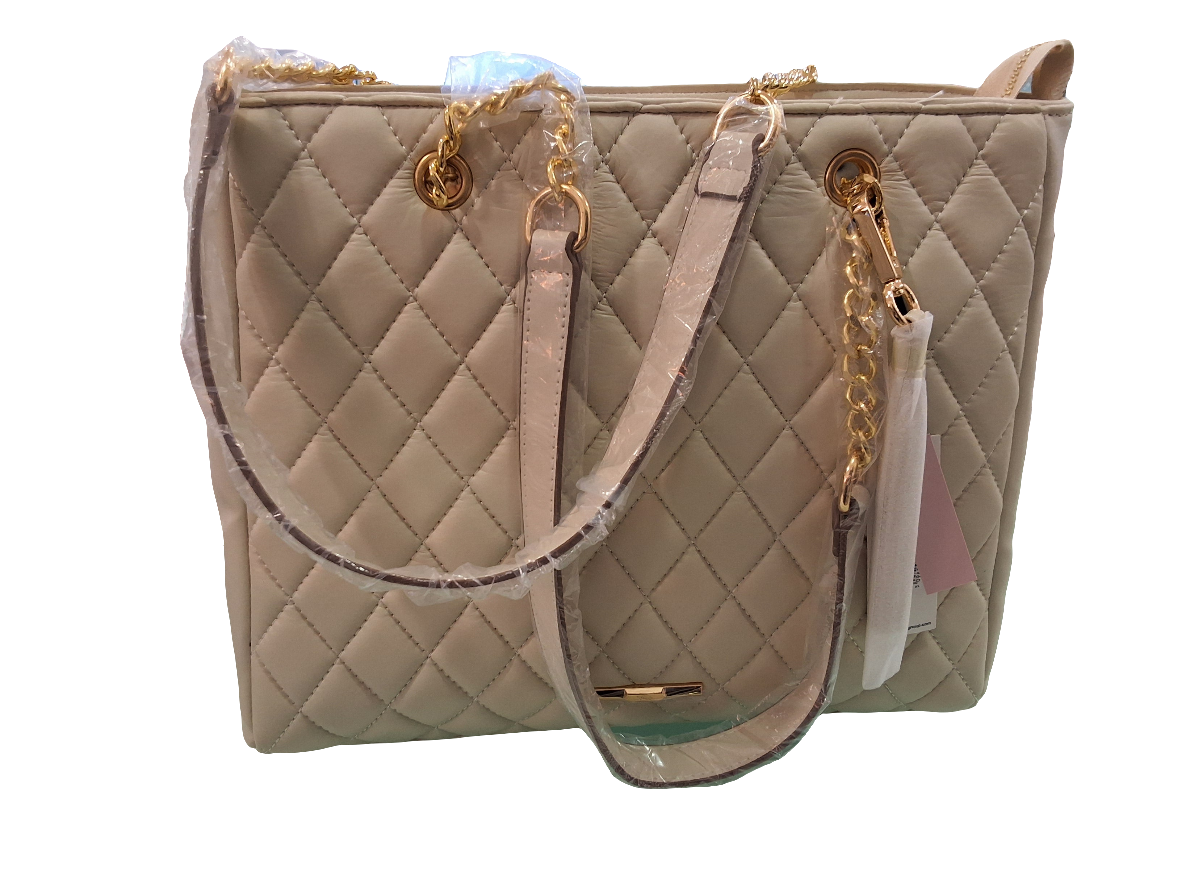 Cosmo Tote Bag with Quilted Body Beige,  Taupe