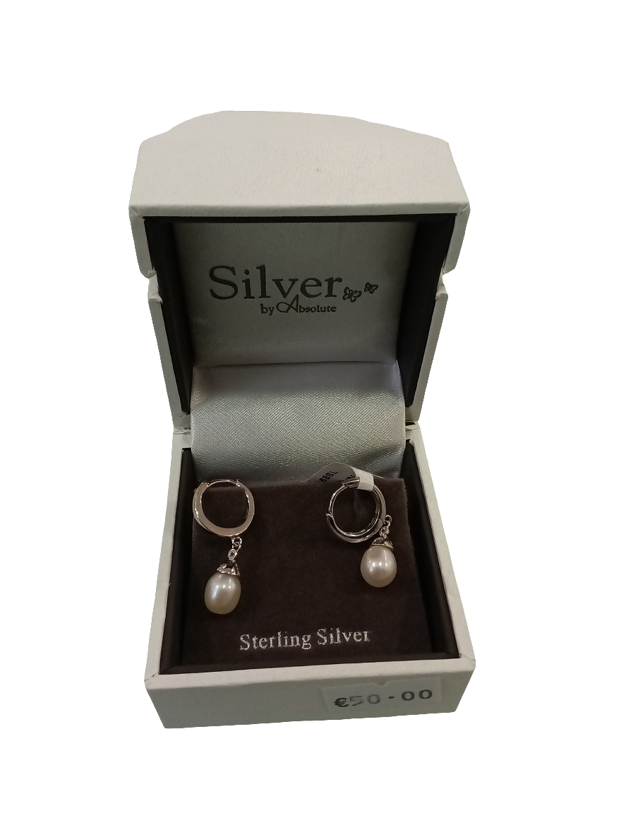 Silver by Absolute Drop Pearl Earrings
