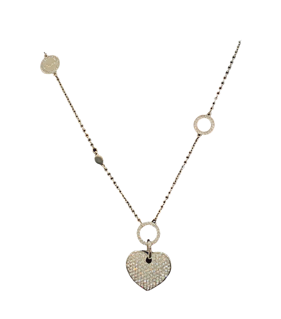Absolute Silverplated Dimante  Heart Long Necklace