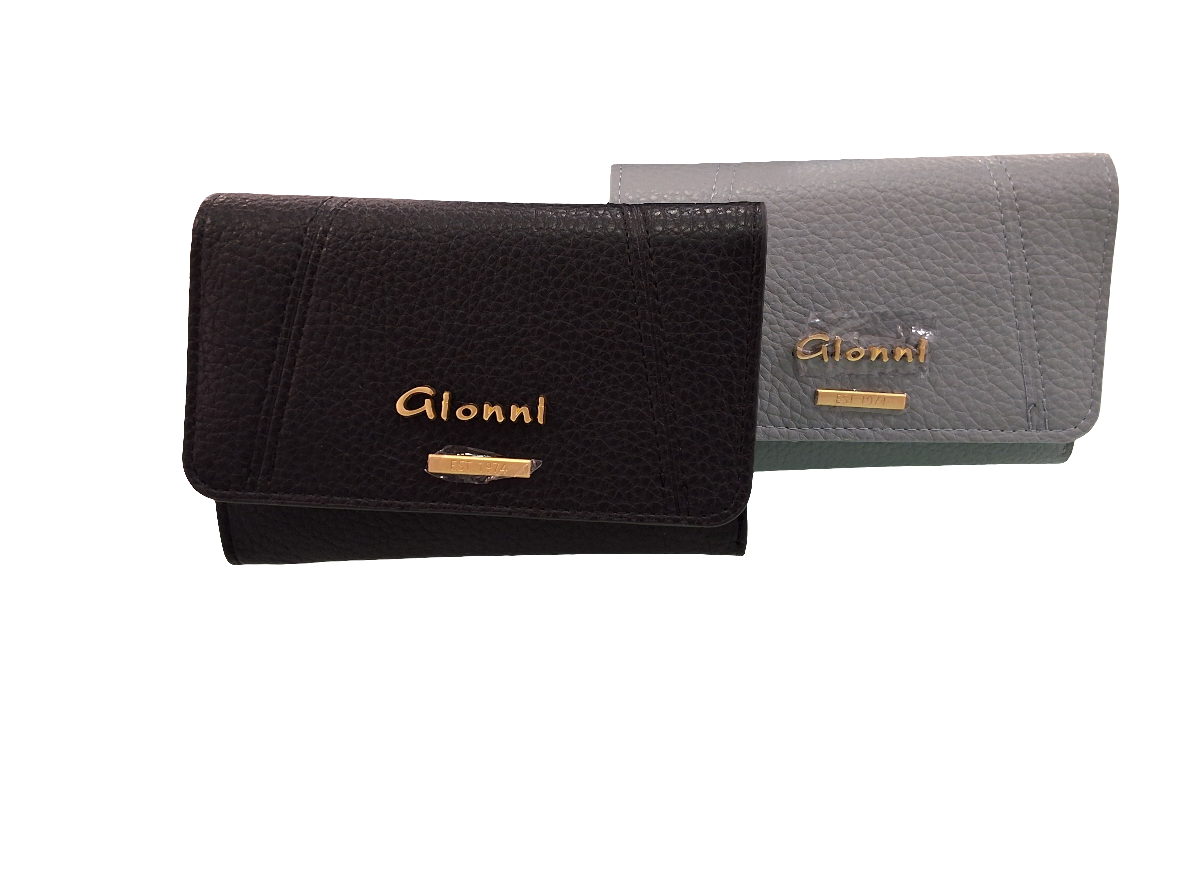 Gionni Triton Button Purse Black,c Pale Blue