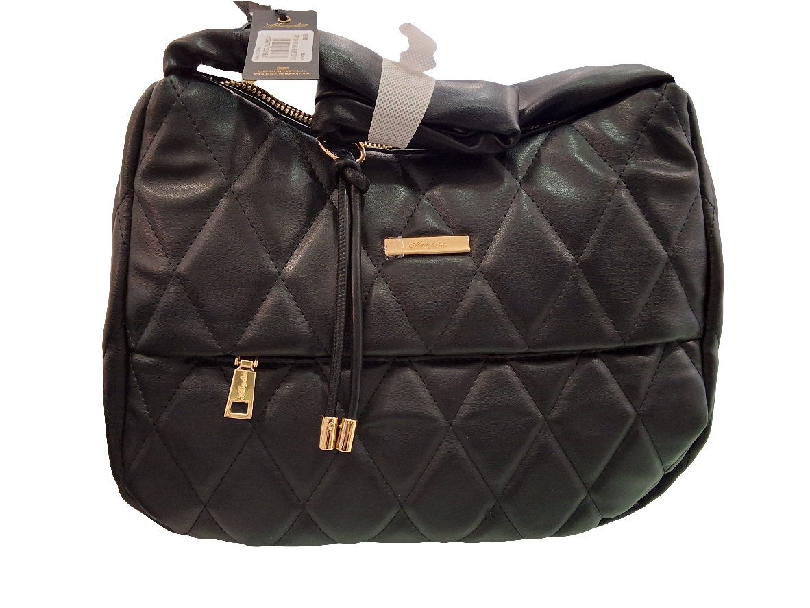 Pipit Shoulder Bag Front Zip Pocket Black, Oatmeal