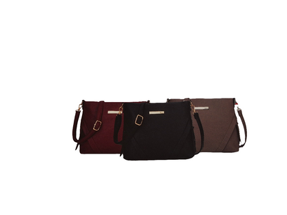 Sapphire North South Crossbody  Bag with Double Front Zip Pocket Burgundy, Grey, Black