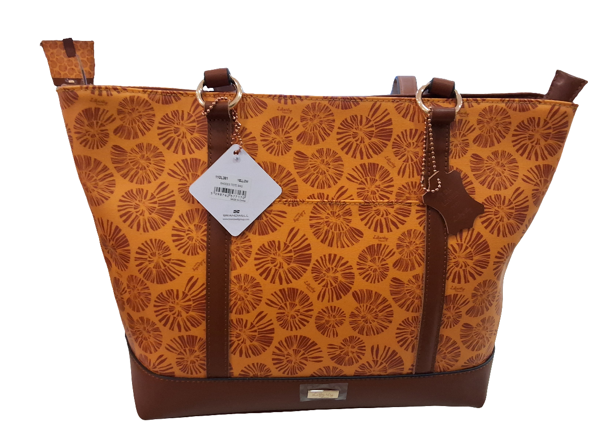 Rhodes Printed Tote Bag Natural, Yellow