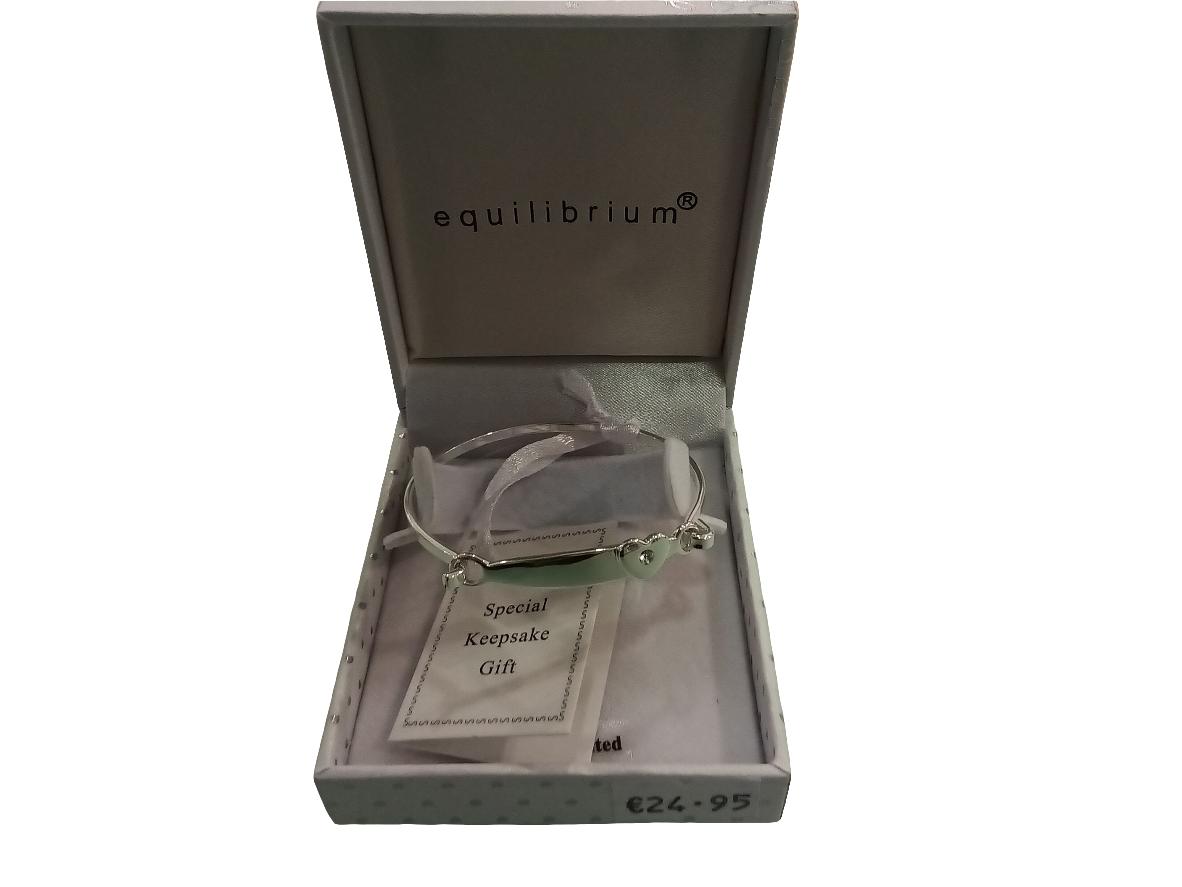 Equilibrium Christening Braclet with Heart & Clear Stone
