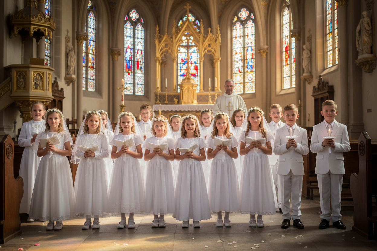 Children making first holy communion