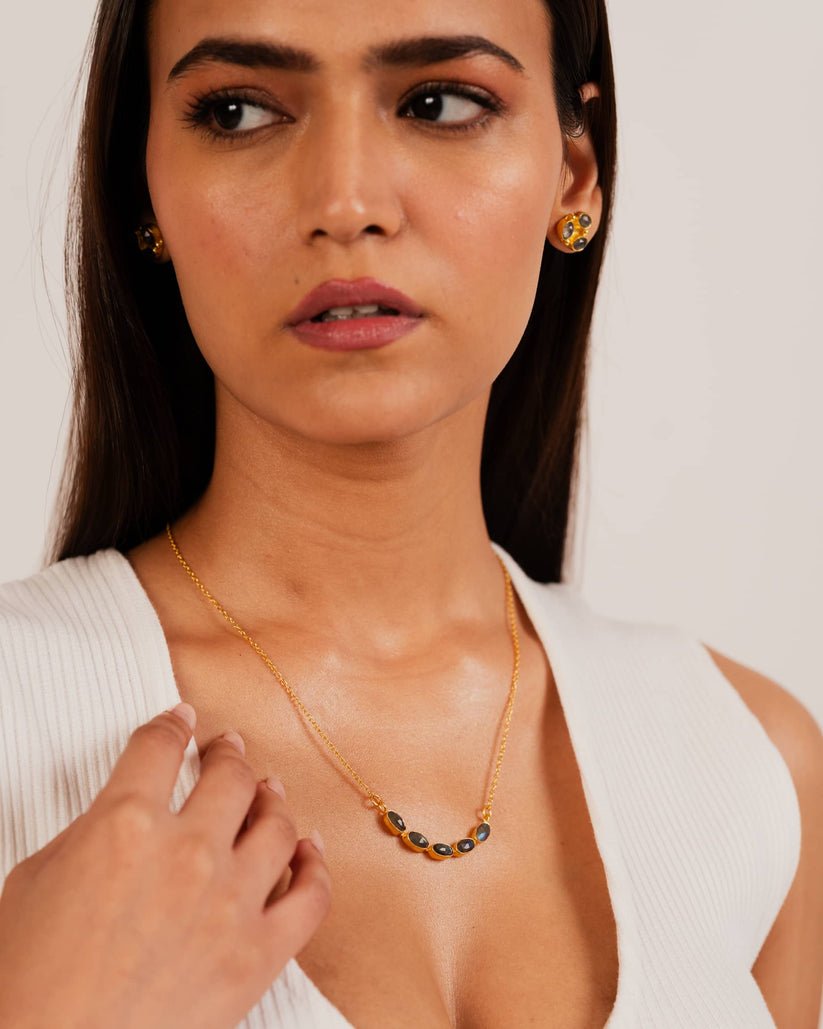 Cherry Crackle Gold Plated Necklace