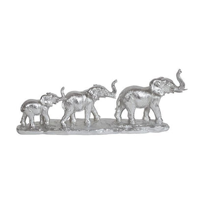 Elephant  family silver 17 cm