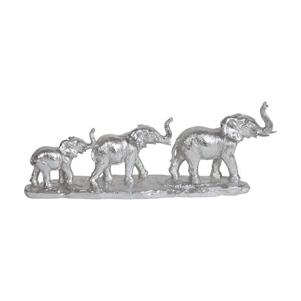 Elephant  family silver 17 cm