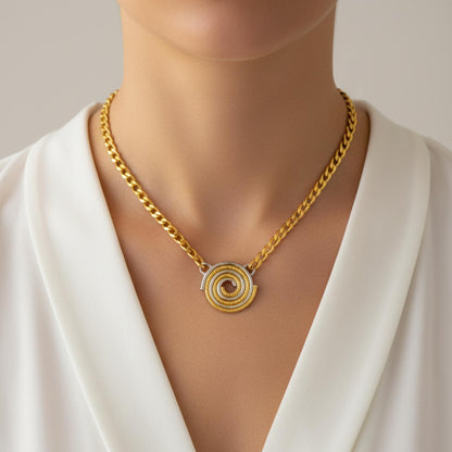 Necklace, 18K Gold Plated Steel