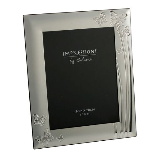 2 Tone Silverplated Photo Frame Butterfly Design 6" x 8"