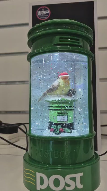 Green Post Box with Robin