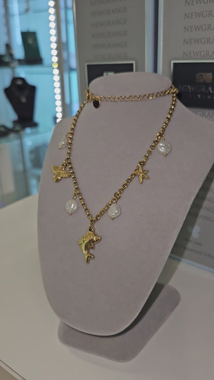 18K Gold Plated Dolphin Charm Necklace
