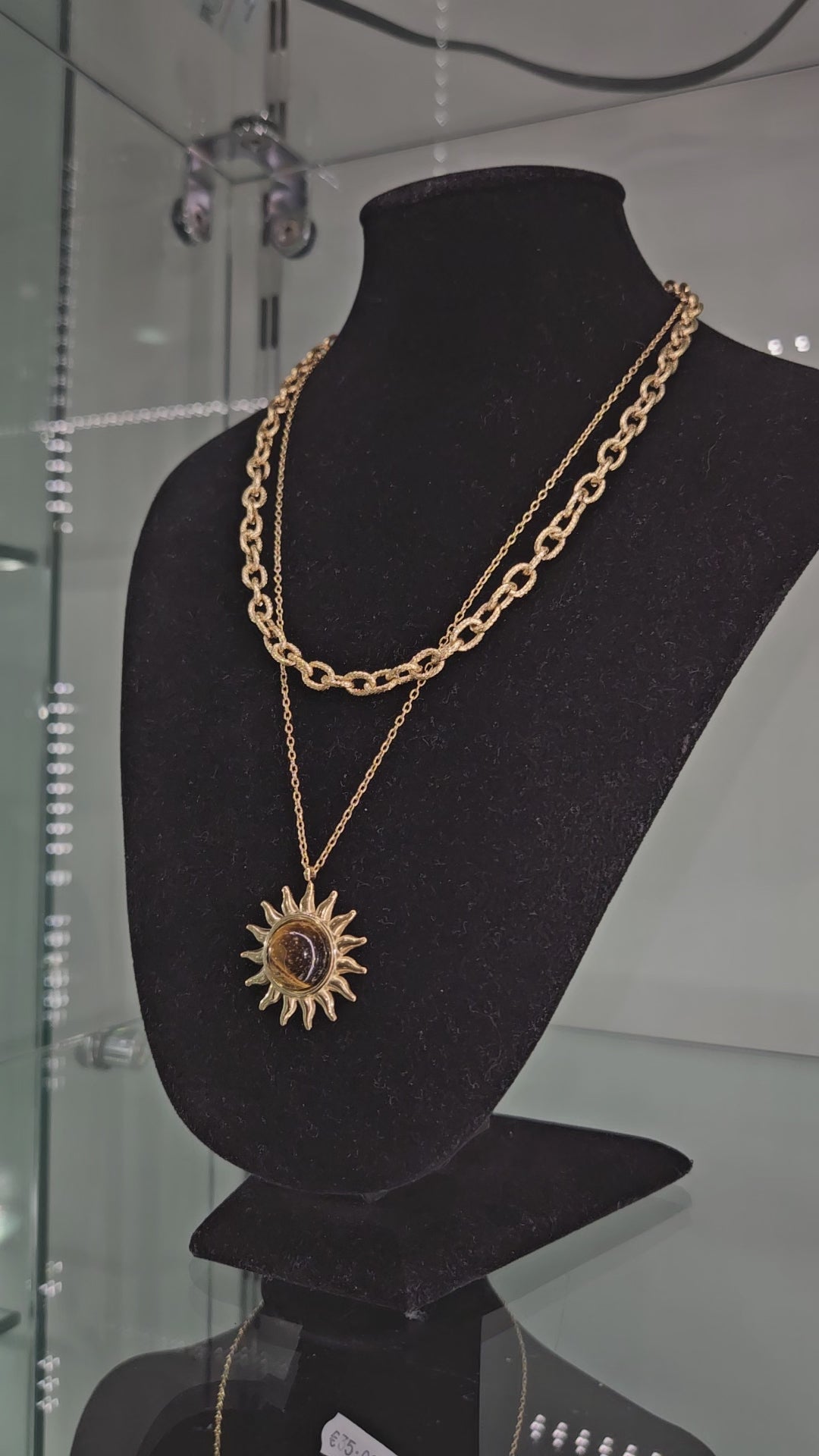 18K Gold Plated Sunburst Pendant Necklace