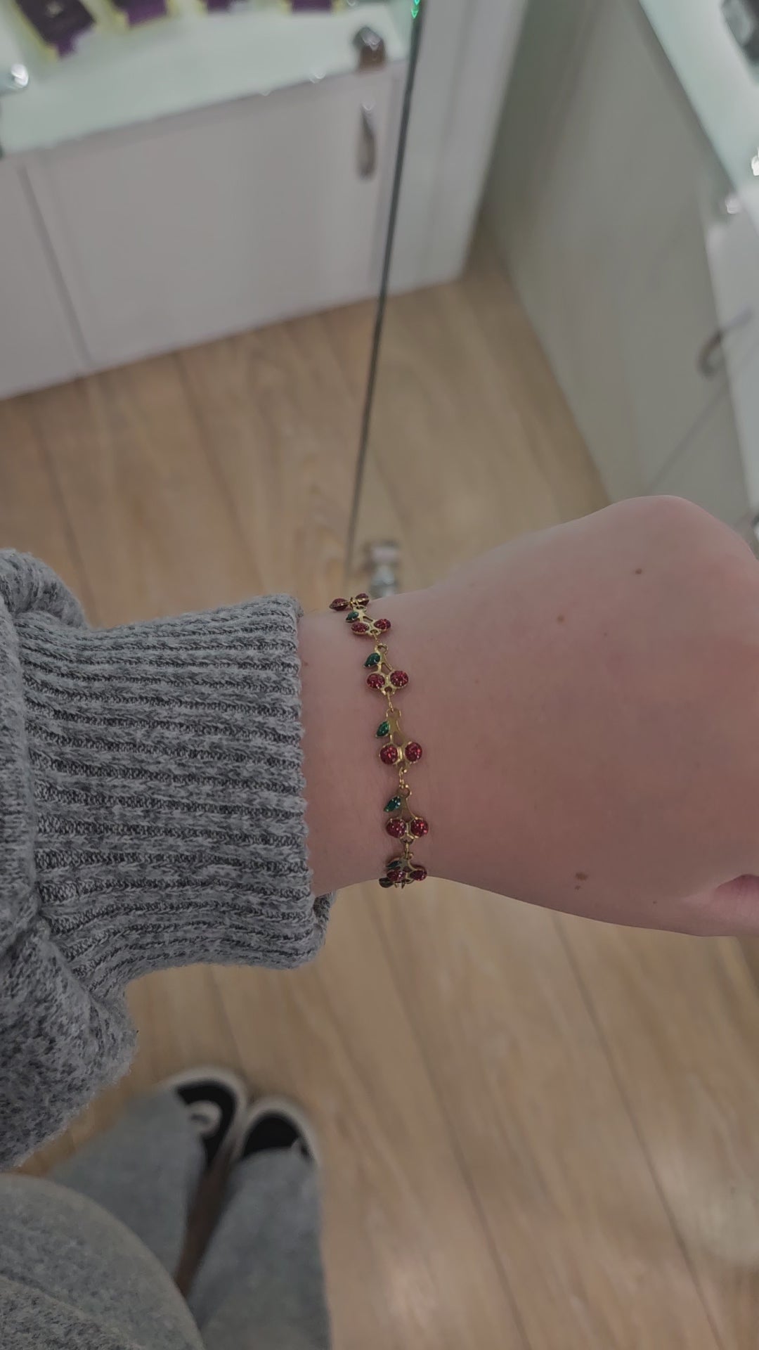 18K Gold Plated Cherry Charm Chain Bracelet