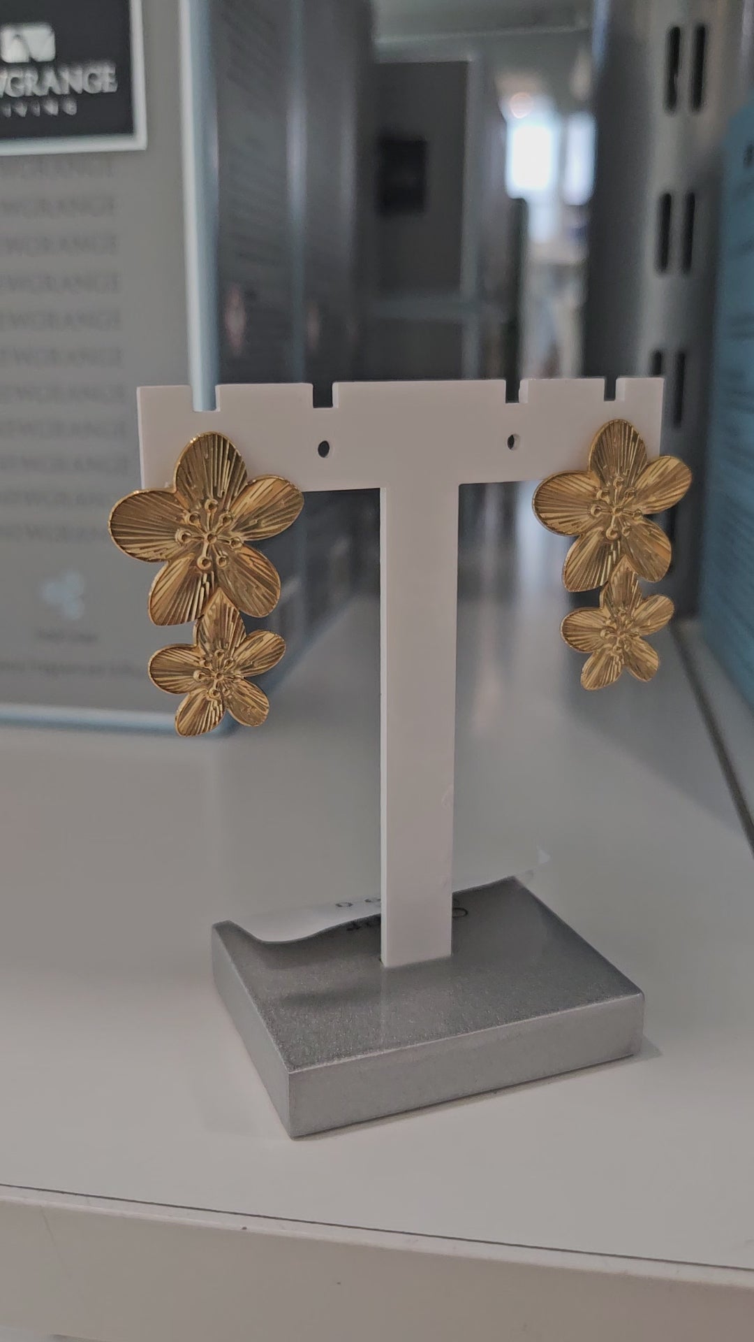 18K Gold Plated Double Flower Drop Earrings