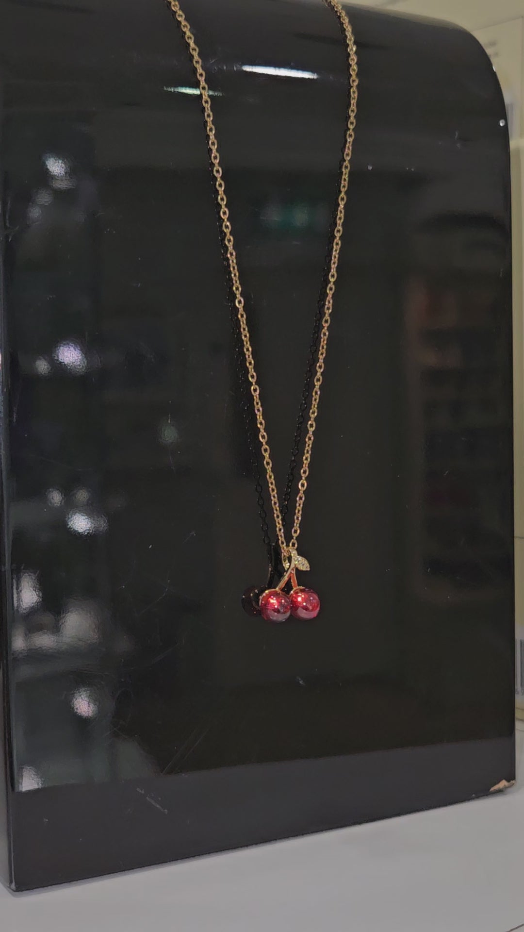 18K Gold Plated Red Cherry Pendant Necklace