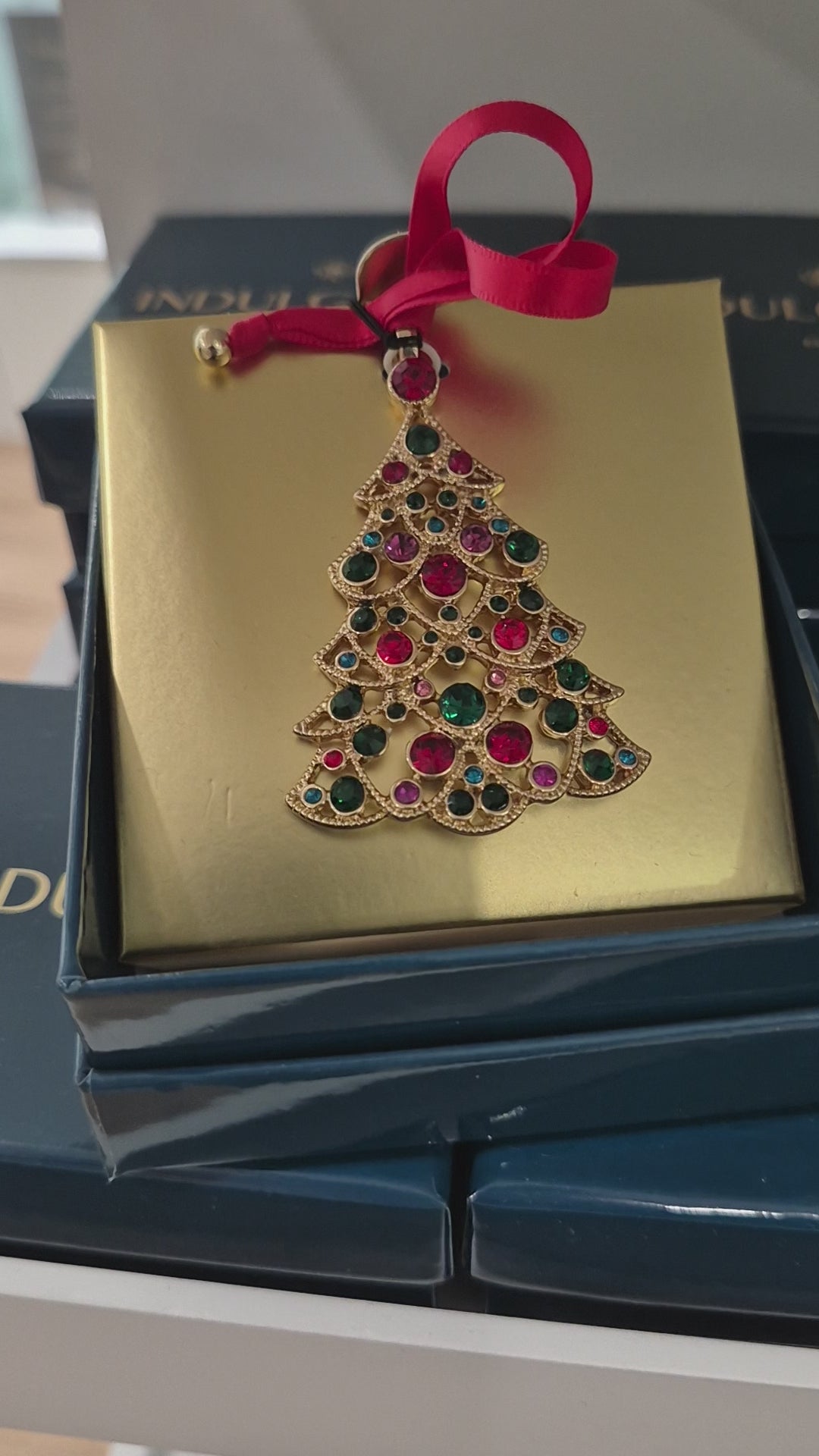 Gold Christmas Tree with Red & Green Gems