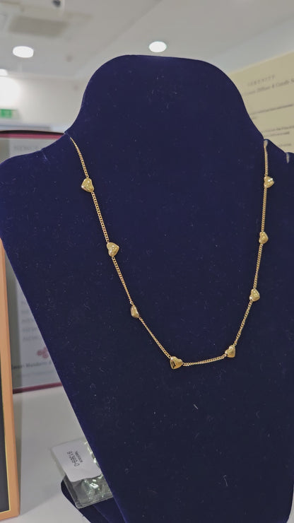 18K Gold Plated Heart Station Necklace