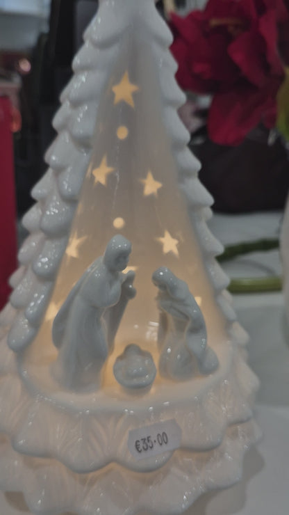 White Christmas Porcelain Tree Nativity