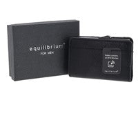 EQ For Men Pop Up Credit  Card & Coin Wallet Black