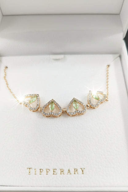 Maureen O Hara Goldplated 2 Way Necklace with Green and Clear Stones