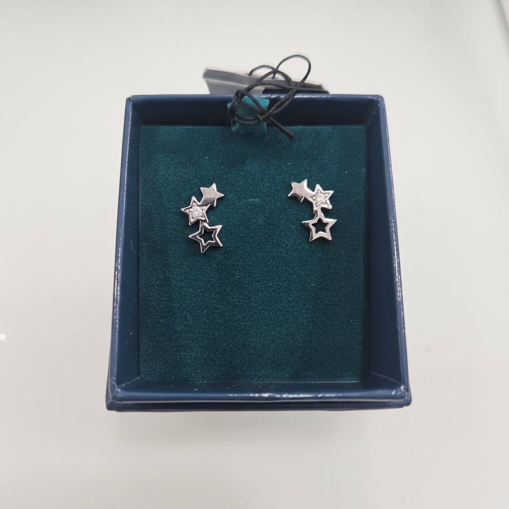 Silverplated 3 Star Creeper Earrings