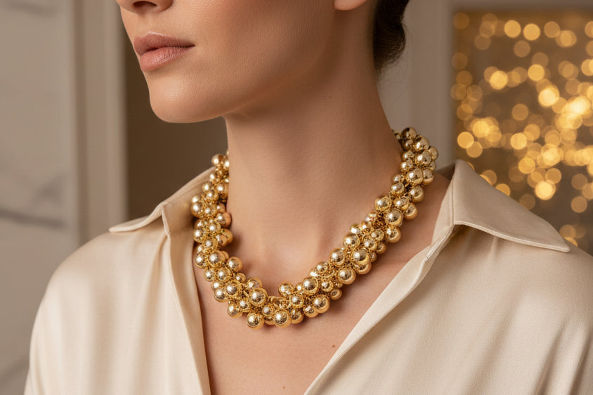 Multi Ball Gold Necklace