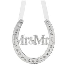 Amore Silver Plated with Crystals Horseshoe  "Mr & Mrs"