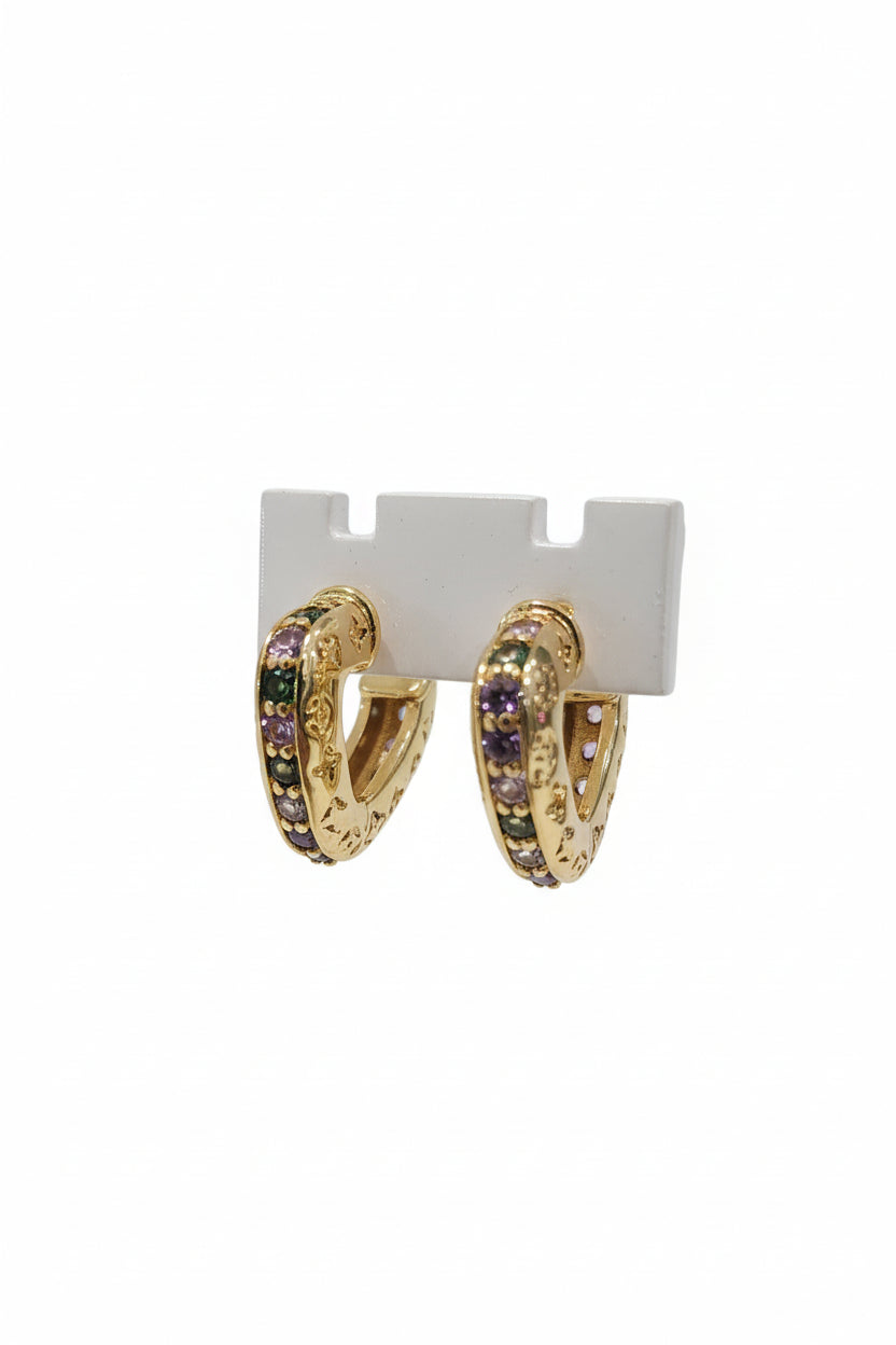 Gold Hoops with Coloured Stones