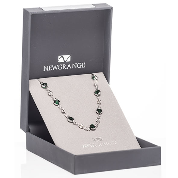 Silver Emerald Diamond Necklace